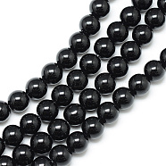 Synthetic Black Stone Bead Strands, Round, 8~9mm, Hole: 1mm, about 46pcs/strand, 15.3 inch(G-R345-8mm-35-1)