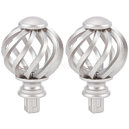 Plastic Round Curtain Rod Finials, Screws Curtain Rods, Cage, Silver, 89x56mm, pin:15mm, 2pcs/set(FIND-GF0002-90A)