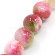 Natural Persian Jade Beads Strands, Dyed, Round, Light Coral, 10mm, Hole: 1mm, about 38pcs/strand, 16 inch(G-D434-10mm-03)