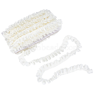 20M Polyester Satin Pleated Lace Ribbon, Fringe Trimming, for Curtain, Garment Decoration, Floral White, 7/8~1 inch(23~25mm), about 21.87 Yards(20m)/pc(OCOR-WH0093-01A)