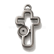 304 Stainless Steel Pendant Rhinestone Settings, Cross, Fit for 4mm Rhinestone, 22.5x12.5x2mm, Hole: 2mm(STAS-H223-01AS-06)