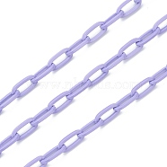3.28 Feet Eco-friendly Spray Painted Handmade Brass Paperclip Chains, Flat Oval, Soldered, Lilac, 12.5x6.5x1.5mm(X-KK-J276-19-P03)