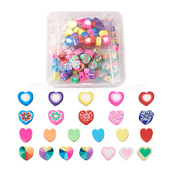 Handmade Polymer Clay Beads, Heart, Mixed Color, 150pcs/box(CLAY-TA0001-11)