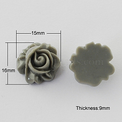 Resin Cabochons, Flower, Dark Gray, 16x15x9mm(CRES-B3337-A89)