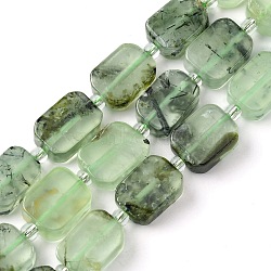 Natural Prehnite Beads Strands, with Seed Beads, Rectangle, 11.5~12.5x7.5~10x5~6.5mm, Hole: 0.8~0.9mm, about 13pcs/strand, 7.68~8.07 inch(19.5~20.5cm)(G-C098-A03-01)