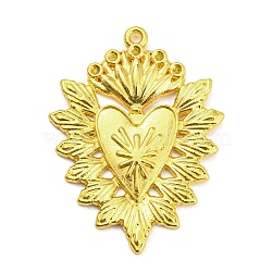 Alloy Pendant Rhinestone Settings, Heart with Wings, Golden, Fit for Rhinestone: 1.4mm, 43.5x33x3mm, Hole: 1.6mm(PALLOY-H132-02G-03)