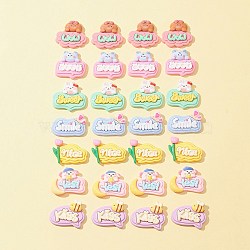 28Pcs 7 Styles Opaque Resin Cabochons, Cartoon Style Speech Bubble Shape with Animal & Plant & Word, Mixed Color, 19.5~26.5x27~30x5.5~7mm, 4pcs/style(CRES-FS0001-05)