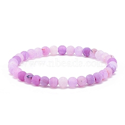 Natural Weathered Agate(Dyed) Round Beaded Stretch Bracelet, Gemstone Jewelry for Women, Violet, Inner Diameter: 2-1/4 inch(5.7cm), Beads: 6mm(X-BJEW-JB08363-01)