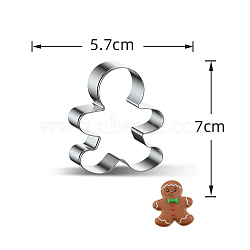 Christmas Themed 430 Stainless Steel Cookie Cutters, Cookies Moulds, DIY Biscuit Baking Tool, Gingerbread Man, Stainless Steel Color, 70x57x25mm(BAKE-PW0007-010L)