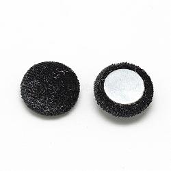Velvet Cloth Fabric Covered Cabochons, with Aluminum Bottom, Half Round/Dome, Black, 15x5.5mm(WOVE-S084-11A)