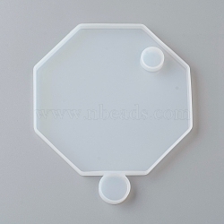 Octagon Lid Silicone Molds, for DIY Layered Rotating Storage Box, Epoxy Resin UV Resin Jewelry Making, White, 122x103x7mm, Fit for 15mm Plastic Stick, Inner Size: 100x100mm(AJEW-D046-18)