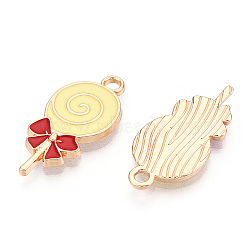 Alloy Enamel Pendants, Light Gold, Lollipop, Champagne Yellow, 24x11.5x2mm, Hole: 2mm(ENAM-S119-041D)