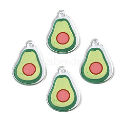 Translucent Acrylic Pendants, Double-Faced Printed, Avocado, Yellow Green, 26.5x18.5x2mm, Hole: 2mm(TACR-N013-002)