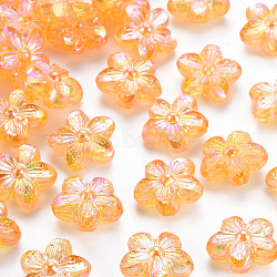 Transparent Acrylic Beads, AB Color, Flower, Orange, 14.5x15.5x7mm, Hole: 1.8mm, about 657pcs/500g(TACR-S154-45C-919)
