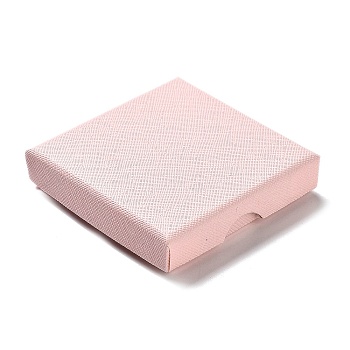 Cardboard Jewelry Set Boxes, with Sponge Inside, Square, Pink, 7.05~7.1x7.15x1.6cm