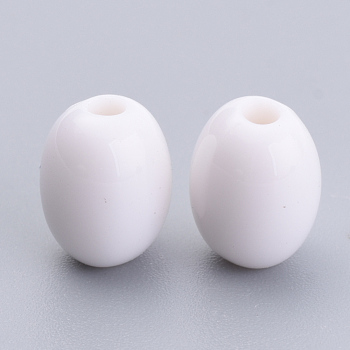 Opaque Acrylic Beads, Oval, White, 8.5x6mm, Hole: 1.5mm, about 2800pcs/500g