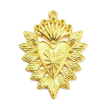 Alloy Pendant Rhinestone Settings, Heart with Wings, Golden, Fit for Rhinestone: 1.4mm, 43.5x33x3mm, Hole: 1.6mm