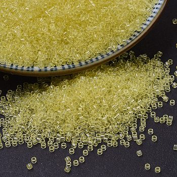 MIYUKI Delica Beads, Cylinder, Japanese Seed Beads, 11/0, (DB1401) Transparent Pale Yellow, 1.3x1.6mm, Hole: 0.8mm, about 10000pcs/bag, 50g/bag