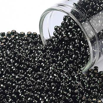 TOHO Round Seed Beads, Japanese Seed Beads, (2209) Silver Lined Dark Emerald, 11/0, 2.2mm, Hole: 0.8mm, about 1110pcs/bottle, 10g/bottle
