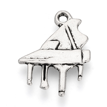 Tibetan Style Alloy Pendants,  Piano, Cadmium Free & Nickel Free & Lead Free, Antique Silver, 19x14.5x1.5mm, Hole: 1mm, about 1140pcs/1000g