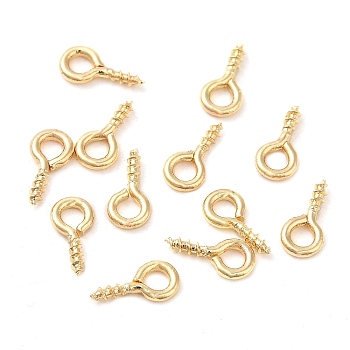 Brass Peg Bails, Screw Eye Peg Bails, Real 14K Gold Plated, 8x4x1mm, Hole: 2mm, Pin: 1.2mm