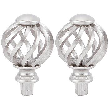 Plastic Round Curtain Rod Finials, Screws Curtain Rods, Cage, Silver, 89x56mm, pin:15mm, 2pcs/set