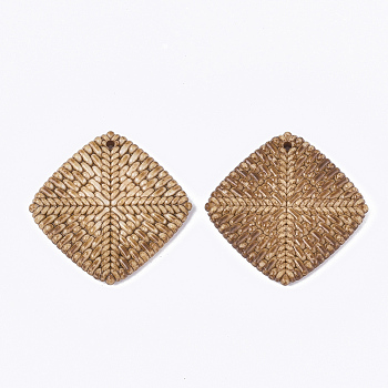 Acrylic Pendants, Imitation Woven Rattan Pattern, Rhombus, Peru, 44.5x44.5x4.5mm, Hole: 2mm