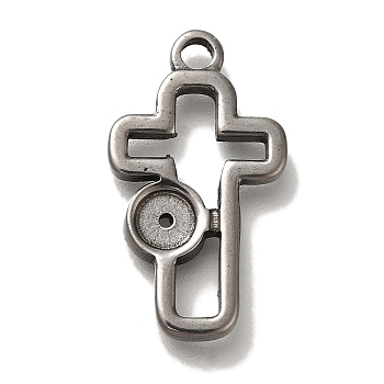 304 Stainless Steel Pendant Rhinestone Settings, Cross, Fit for 4mm Rhinestone, 22.5x12.5x2mm, Hole: 2mm