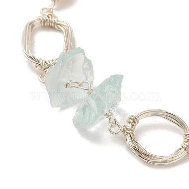 Brass Wire Wrapped Rectangle Link Bracelet(BJEW-C051-36S)-2