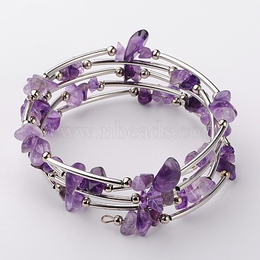 Natürliche Amethyst-Chip-Warp-Armbänder(BJEW-JB01517-02)-7