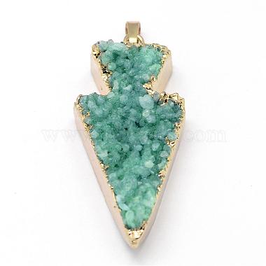Electroplated Natural & Dyed Druzy Agate Pendants(G-N0167-008)-2