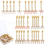 30Pcs 6 Styles Alloy Enamel Bowknot Pendant Decorations, with Lobster Claw Clasps, Golden, Mixed Color, 64~69mm(HJEW-HS00099)