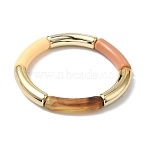 Acrylic Curved Tube Beaded Stretch Bracelet for Women, Coffee, Inner Diameter: 2-1/8 inch(5.3cm)(BJEW-JB08438-02)