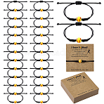 60Pcs Baseball Acrylic Braided Bead Bracelets, Adjustable Waxed Cord Braided Bracelets for Women Men, 60Pcs Paper Bracelet Display Cards, Black, Inner Diameter: 1/2~3-3/8 inch(1.3~8.5cm)(BJEW-WA0001-05)