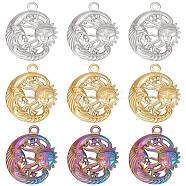 Beebeecraft 18Pcs 3 Colors 304 Stainless Steel Pendants, Moon with Sun, Mixed Color, 23.5x20x2.5mm, Hole: 2mm, 6pcs/color(STAS-BBC0001-84)