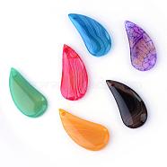 Natural Agate Pendants, Dyed, teardrop, Mixed Style, Mixed Color, 41~42x19~20x5.5~6.5mm, Hole: 1.5~2mm(G-S206-M1)
