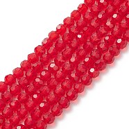 Transparent Glass Bead Strands, Imitate Austrian Crystal, Faceted(32 Facets), Round, Crimson, 8mm, Hole: 1mm, about 70~72pcs/strand, 20~21 inch(GLAA-G013-8mm-99)