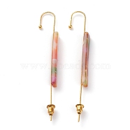 Brass Ear Wrap Crawler Hook Earrings, with Cellulose Acetate(Resin) and Ear Nuts, 
Rectangle, Golden, Colorful, 71.5mm, Pin: 0.8mm(EJEW-B003-02G-A)