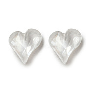 Glass Rhinestone Cabochons, Point Back & Back Plated, Faceted, Heart, Crystal, 8x8x4mm(RGLA-G021-05A-001DE)