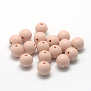 Food Grade Eco-Friendly Silicone Beads, Round, PeachPuff, 8~10mm, Hole: 1~2mm(SIL-R008A-54)