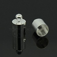 Brass Cord Ends, Silver Color Plated, 10x6mm, Hole: 1.2mm, 5.5mm inner diameter(X-EC041-S)