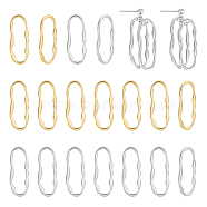 16Pcs 2 Colors 304 Stainless Steel Linking Rings, Irregular Oval, Golden & Stainless Steel Color, 34x13x2mm, Inner Diameter: 30.5x7.5mm, 8pcs/color(STAS-UN0050-16)