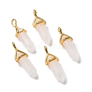 Natural Quartz Crystal Pendants, Grade AB, with Golden Tone Brass Findings, Lead free & Cadmium Free, Faceted, Bullet, 27~30x9~10x7~8mm, Hole: 4x3mm(G-K329-69G)