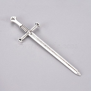 Tibetan Style Alloy Findings, Long Swords, for Wire Wrapped Pendants, Antique Silver, 88x25.2x5.9mm(X-PALLOY-TAC0009-60AS)