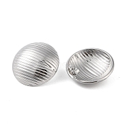 304 Stainless Steel Earrings, Round, Platinum, 24.5x24.5mm(EJEW-O004-02P)
