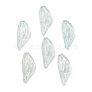Glass Pendants, Wing Charms, Light Cyan, 28.5x11.5x2.7mm, Hole: 1mm(GLAA-G111-02)
