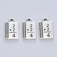 Tibetan Style Alloy Pendants for Teachers' Day, Cadmium Free & Lead Free, Notebook, Antique Silver, 17x10.5x1.5mm, Hole: 1.8mm, about 416pcs/500g(TIBE-R316-003AS-RS)