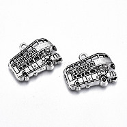 Tibetan Style Alloy Pendants, Lead Free & Cadmium Free, Bus with Word London, Antique Silver, 18.5x25x4mm, Hole: 2mm(X-TIBE-S323-030AS-RS)