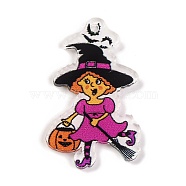 Printed Acrylic Pendant, Halloween Theme, Witch, 40x23.5x1.5mm, Hole: 2mm(FIND-H003-04J)