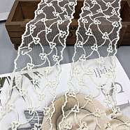 30 Yards Milk Fiber Embroidery Lace Trim, Garment Accessories, Linen, Flower, 2-3/4 inch(70mm)(PW-WG48207-01)